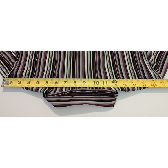 Dressbarn XL Striped Button-Down Blouse - Purple Black White - 90s/Y2K Era - Picture 6 of 8